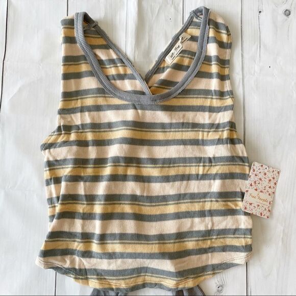 Free People Nectar Combo Striped Tank Top in Gray and Tan NWT Large - Picture 1 of 11